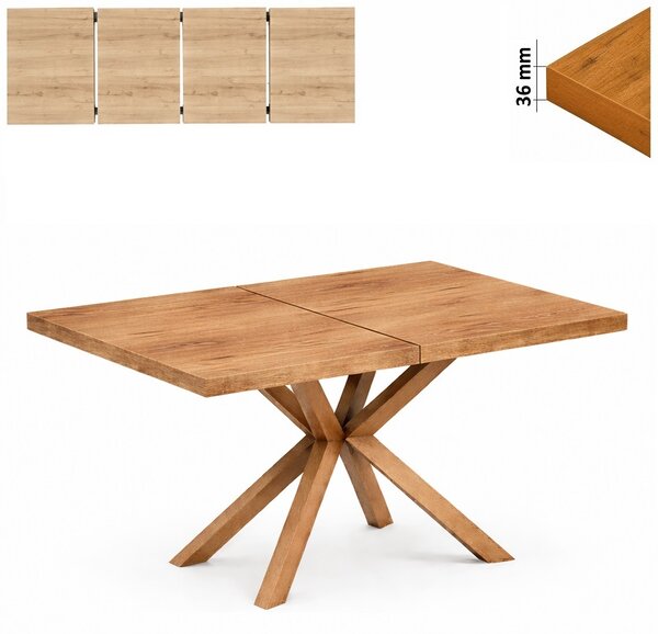 Stół 70x120/220 cm prostokątny rozkładany, blat 3,6 cm, nogi Drewniane „ Krzyżak ” | ArtD Home