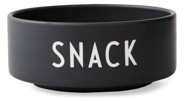 Czarna porcelanowa miska Design Letters Snack, ø 12 cm
