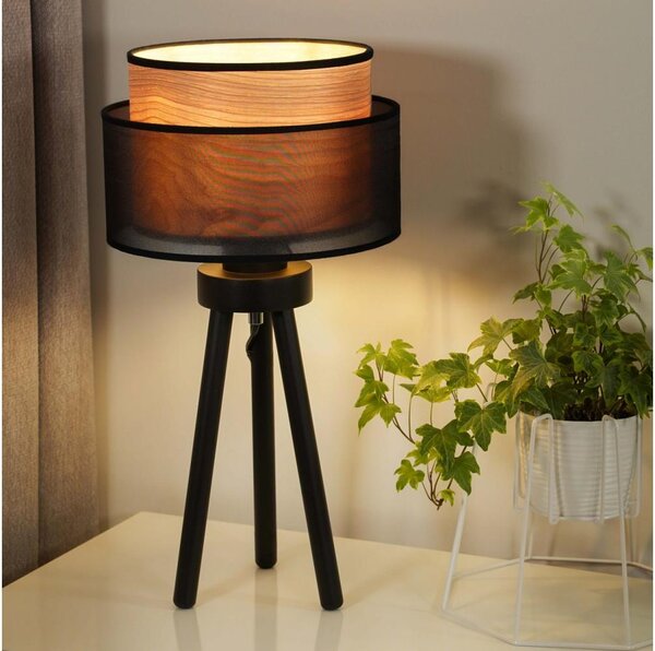 Duolla Duolla - Lampa stołowa WOOD BOHO 1xE27/15W/230V czarna/beżowa DU604093