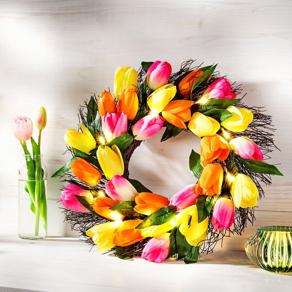 ASTOREO Wieniec dekoracyjny Tulipany - mix kolorów - Rozmiar átmérő 40 cm