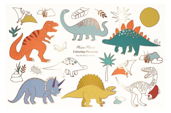 Papierowe maty stołowe zestaw 8 szt. 28x42.5 cm Dinosaurs – Meri Meri
