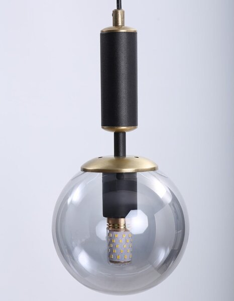 Czarno-szara lampa wisząca ze szklanym kloszem ø 15 cm Hector – Squid Lighting