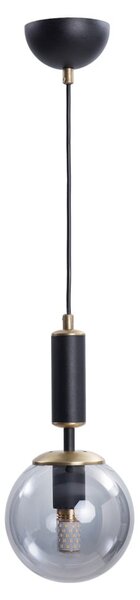 Czarno-szara lampa wisząca ze szklanym kloszem ø 15 cm Hector – Squid Lighting