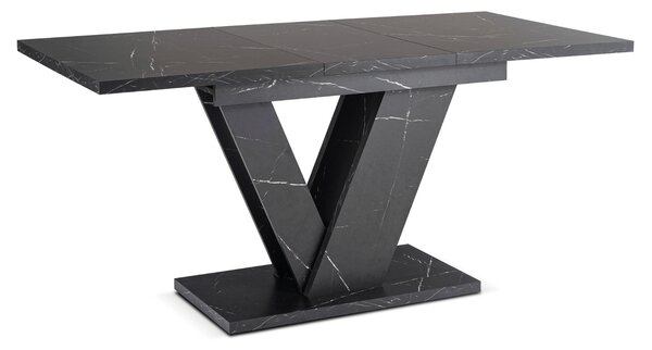 Stół Prostokątny Rozkładany CLARK 120-160 cm Czarny Marmur Glamour