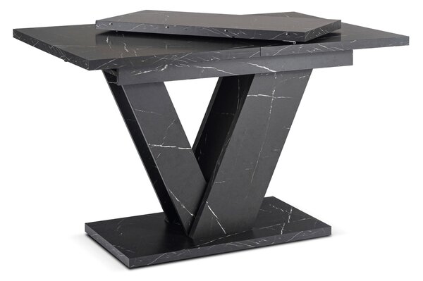 Stół Prostokątny Rozkładany CLARK 120-160 cm Czarny Marmur Glamour