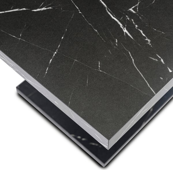Stół Prostokątny Rozkładany CLARK 120-160 cm Czarny Marmur Glamour