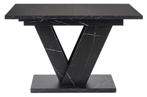 Stół Prostokątny Rozkładany CLARK 120-160 cm Czarny Marmur Glamour