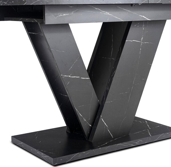 Stół Prostokątny Rozkładany CLARK 120-160 cm Czarny Marmur Glamour