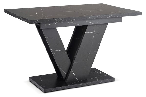 Stół Prostokątny Rozkładany CLARK 120-160 cm Czarny Marmur Glamour