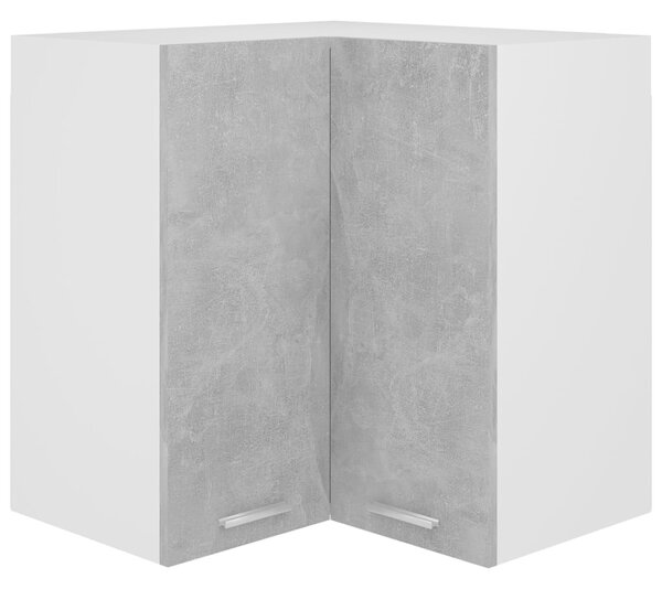 Wisząca szafka narożna, szarość betonu, 57x57x60 cm, płyta