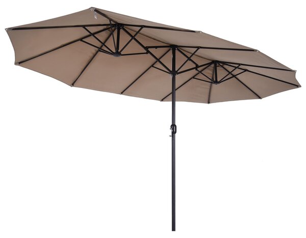 Outsunny Podwójny Parasol Ogrodowy Parasol Targowy z Korbą Ręczną 460 x 270 cm