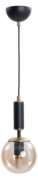 Żółto-czarna lampa wisząca ze szklanym kloszem ø 15 cm Hector – Squid Lighting