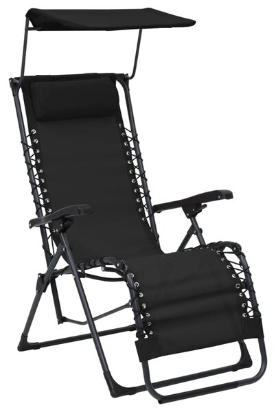 Składane krzesło tarasowe, czarne, tworzywo textilene