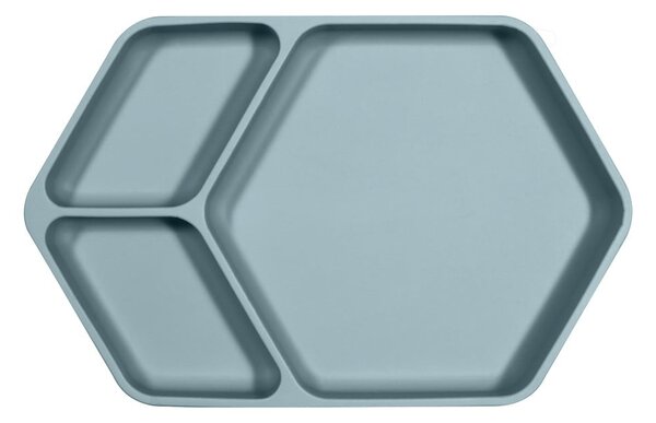 Niebieski silikonowy talerz dla dzieci 16x25 cm – Kindsgut