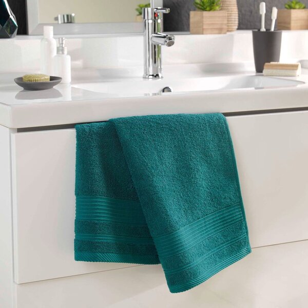 Ciemnozielony bawełniany ręcznik frotte 50x90 cm Tendresse – douceur d'intérieur