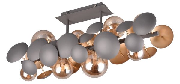 Lampa sufitowa w szaro-złotym kolorze ze szklanym kloszem 76x22 cm Bubble – Trio Select