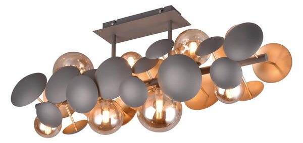 Lampa sufitowa w szaro-złotym kolorze ze szklanym kloszem 76x22 cm Bubble – Trio Select