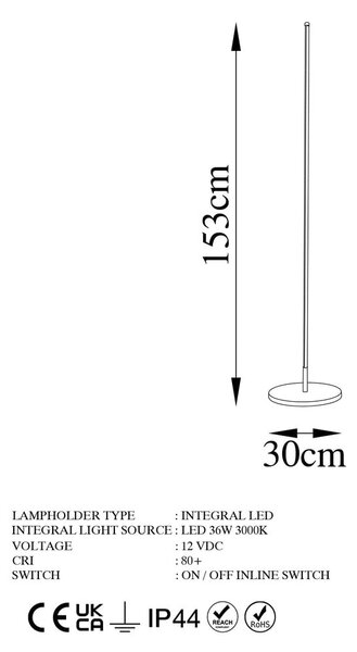 Lampa stojąca LED w kolorze złota (wysokość 153 cm) Sword – Opviq lights