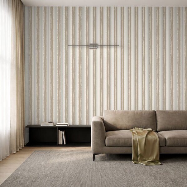 Tapety Teksturowane pionowe paski w kolorze beżowym i jasnoszarym, Tapety Geometryczne, Tapety w paski, a01268v3 : Uwalls.pl