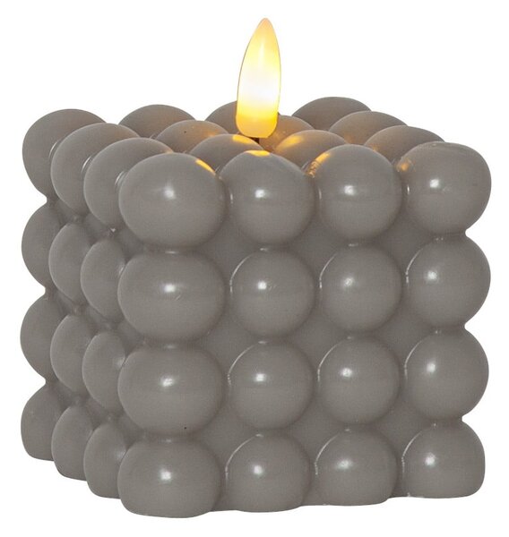 Szara woskowa świeca LED Star Trading Flamme Dot, wys. 9,5 cm