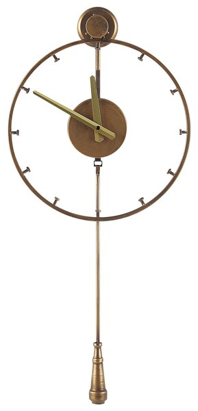 Zegar ścienny z wahadłem złoty postarzany żelazny metalowy okrągły 31 cm Emmen Beliani