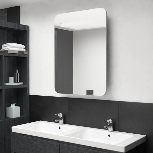 Szafka łazienkowa z lustrem i LED, szarość betonu, 60x11x80 cm