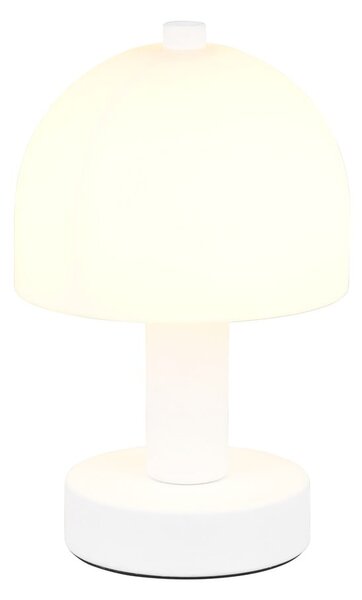 Biała lampa stołowa ze szklanym kloszem (wysokość 19 cm) Glenn – Reality