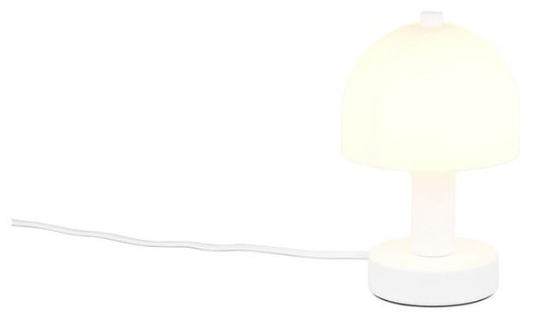 Biała lampa stołowa ze szklanym kloszem (wysokość 19 cm) Glenn – Reality