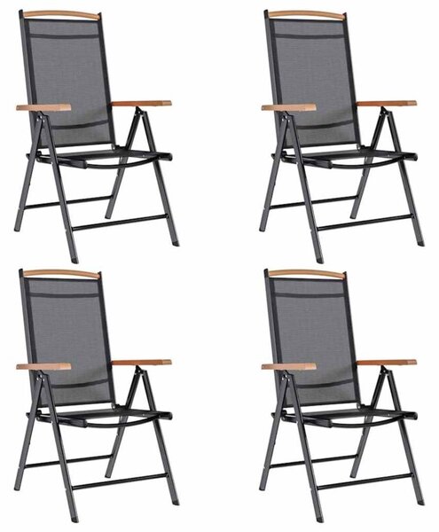 Składane krzesła ogrodowe, 4 szt., aluminium/textilene, czarne
