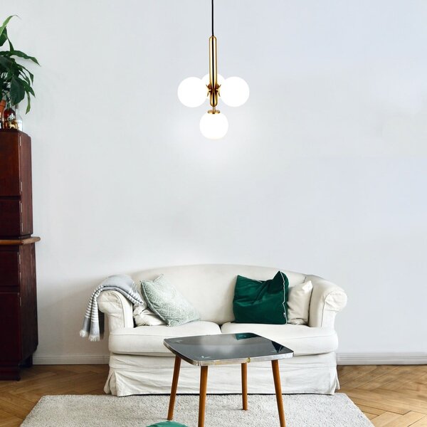 Lampa wisząca w kolorze złota SULION Musa, wys. 120 cm
