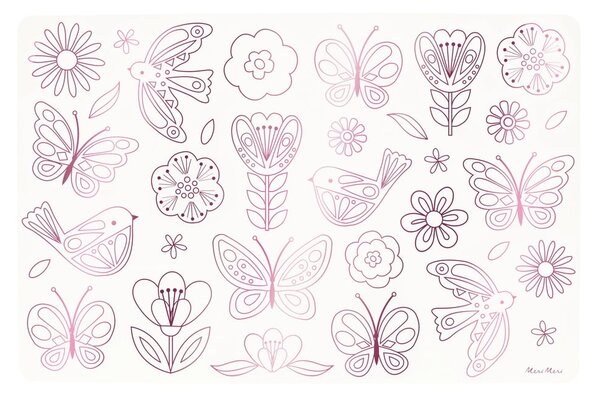Papierowe maty stołowe zestaw 8 szt. 28x42.5 cm Butterflies & Flowers – Meri Meri
