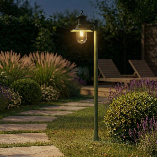 Zewnętrzna Lampa Lindby, Eloretta, ściemnialny, zielony, taras, metal, dworkowy | rustykalny