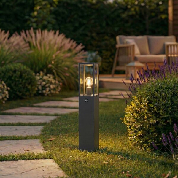 Zewnętrzna Lampa Lindby, Peldar, ściemnialny, czarny, taras, aluminium, nowoczesny