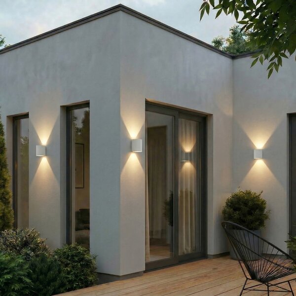 Zewnętrzna Lampa Lindby, Ralino, biały, taras, aluminium, nowoczesny