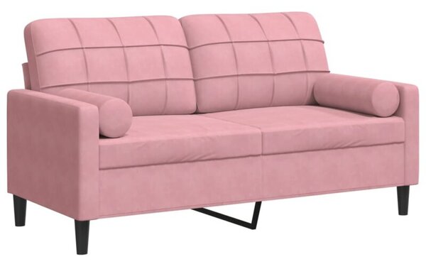 Sofa 2-osobowa z poduszkami, rÃ³Å¼owa, 140 cm, aksamit