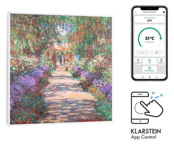 Klarstein Wonderwall Air Art Smart, grzejnik na podczerwień, 60x60cm, 350 W, app alejka w ogrodzie