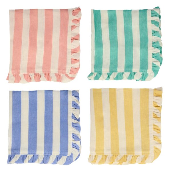 Serwetki zestaw 4 szt. lniane Stripe Ruffle – Meri Meri