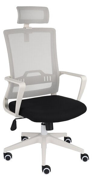 Fotel biurowy Speed WS HD - biały, z zagłówkiem, ergonomiczny, obrotowy, wygodny dla kręgosłupa
