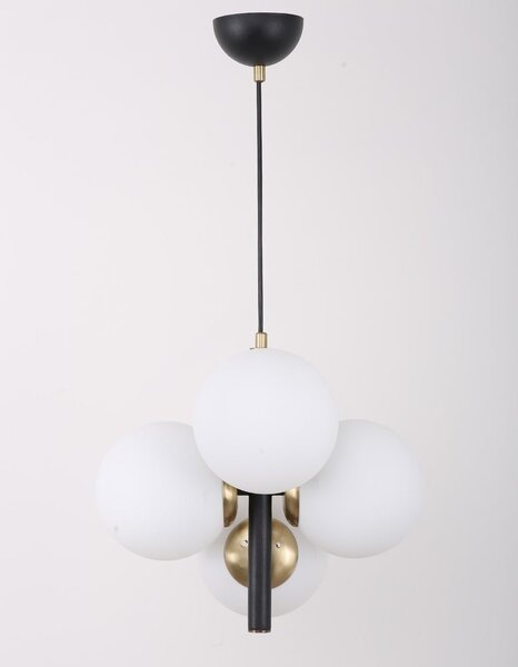 Biało-szara lampa wisząca ze szklanym kloszem ø 15 cm Forte – Squid Lighting