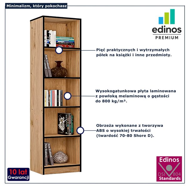 Otwarty regał z półkami dąb artisan + czarny W6-A74