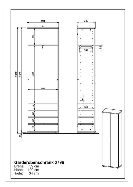 Szafa w dekorze dębu 59x199 cm Fremont – Germania