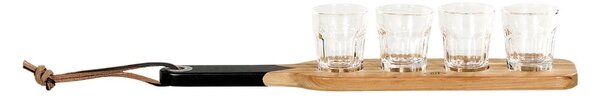 Drewniana deska do serwowania z 4 kieliszkami Gentlemen's Houseware