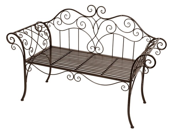 Czarno-ciemnobrązowa metalowa ławka ogrodowa Selene – Garden Pleasure