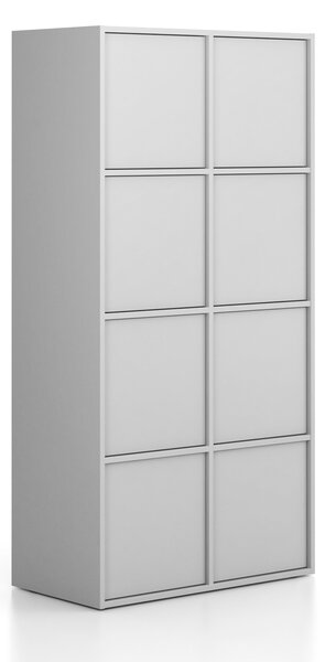 Szafka biurowa FRAME, 8x drzwi, 872 x 450 x 1735 mm, PUSH-lock, szary