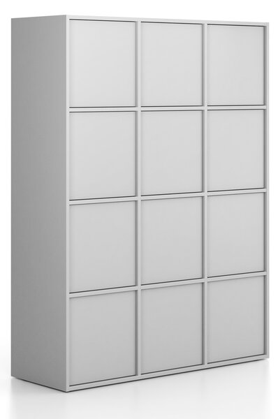 Szafa biurowa FRAME, 12x drzwi, 1299 x 450 x 1735 mm, PUSH-lock, szara
