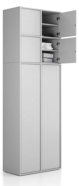 Nadstawka do szaf FRAME, 4x drzwi, 872 x 450 x 854 mm, PUSH-lock, szara