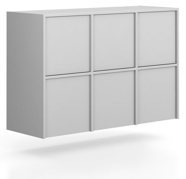 Nadstawka do szaf FRAME, 6x drzwi, 1299 x 450 x 854 mm, PUSH-lock, szara