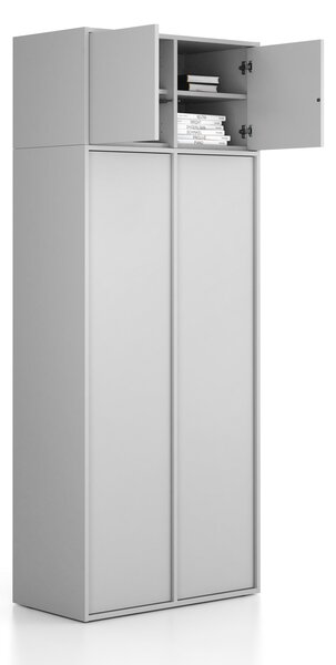 Nadstawka do szaf FRAME, 2x drzwi, 872 x 450 x 427 mm, PUSH-lock, szara