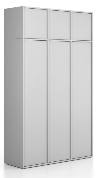 Nadstawka do szaf FRAME, 3x drzwi, 1299 x 450 x 427 mm, PUSH-lock, szara
