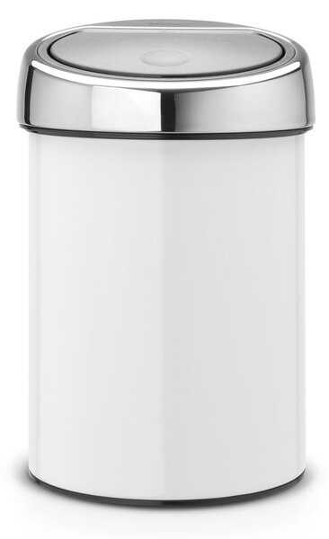 Biały stalowy kosz na śmieci otwierany na dotyk 3 l Touch Bin – Brabantia